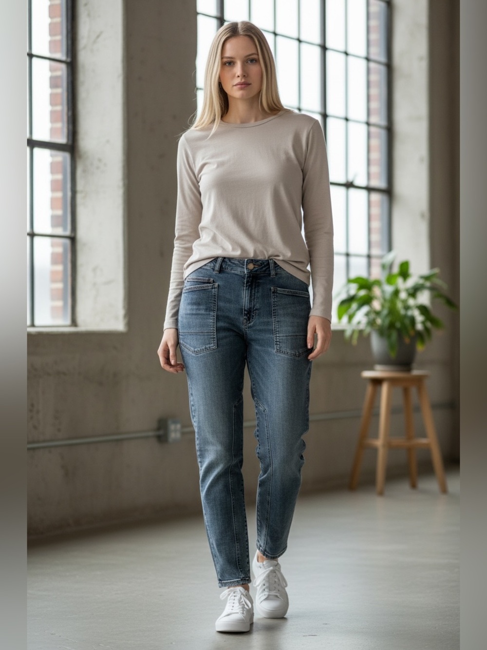 Pilcro Relaxed Fit Barrel Cropped Denim Jeans 100% Cotton